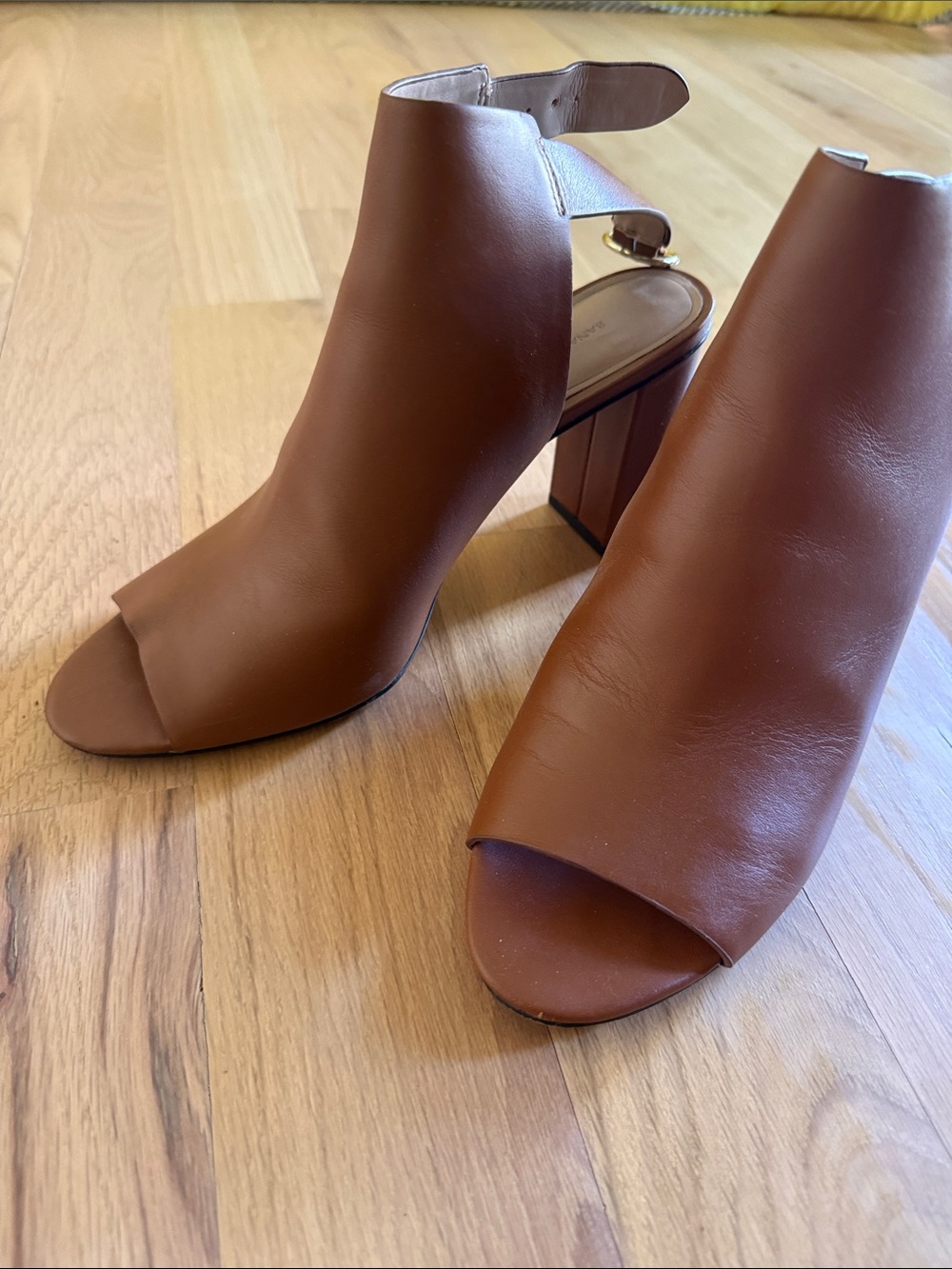 Women's Open-Toe Block Heel Booties in Brown